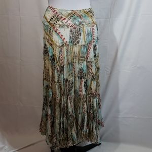 NWT Hazel Boho Flowy Multicolor Maxi Skirt Small